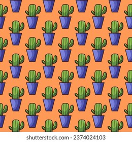 Cactus seamless pattern design, Vector illustration, Suitable for wallpaper, texture and pattern on gift wrap.