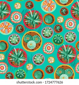 Cactus seamless pattern. Exotic vector background