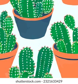 cactus seamless pattern floral fashion print background cacti texture illustration succulent image colorful endless repeat eps vector