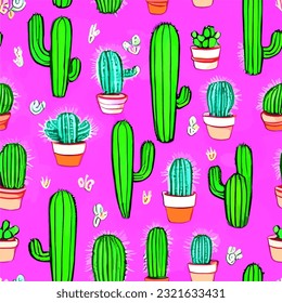 cactus seamless pattern floral fashion print background cacti texture illustration succulent image colorful endless repeat eps vector