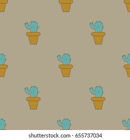 Cactus seamless pattern illustration. 