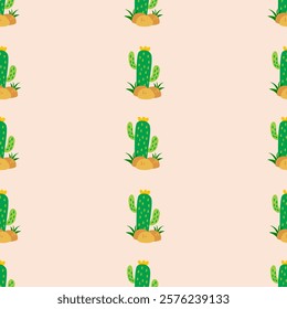 Cactus seamless pattern. Cactus illustration. Cactus background. Perfect for fabric, textile, wallpaper, decor, illustration, print, packaging of products. SSTKbackgrounds