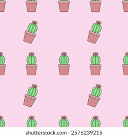 Cactus seamless pattern. Cactus illustration. Cactus background. Perfect for fabric, textile, wallpaper, decor, illustration, print, packaging of products. SSTKbackgrounds