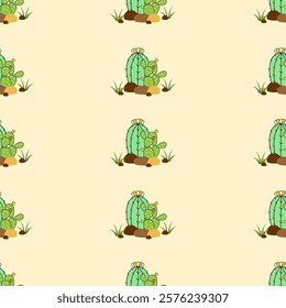Cactus seamless pattern. Cactus illustration. Cactus background. Perfect for fabric, textile, wallpaper, decor, illustration, print, packaging of products. SSTKbackgrounds