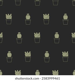 Cactus seamless pattern. Cactus illustration. Cactus background. Perfect for fabric, textile, wallpaper, decor, illustration, print, packaging of products. SSTKbackgrounds