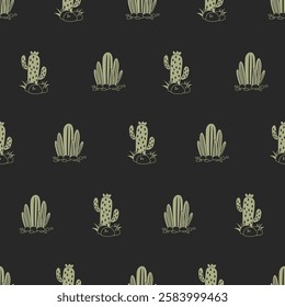 Cactus seamless pattern. Cactus illustration. Cactus background. Perfect for fabric, textile, wallpaper, decor, illustration, print, packaging of products. SSTKbackgrounds