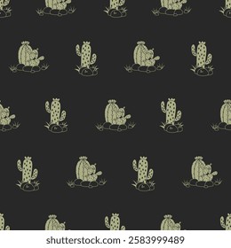 Cactus seamless pattern. Cactus illustration. Cactus background. Perfect for fabric, textile, wallpaper, decor, illustration, print, packaging of products. SSTKbackgrounds