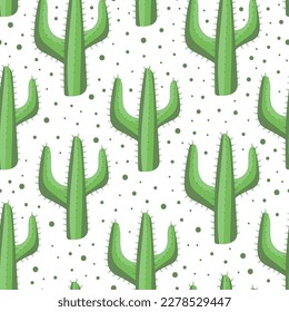 Cactus seamless pattern. Isloated on white background. Good for textile print, wrapping and wall paper design.