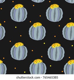 Cactus Seamless pattern. Nature. Hand drawn doodle Blooming cacti. Vector Floral endless background