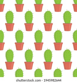 Cactus seamless pattern on white background. Plant texture. It be perfect for fabric, digital paper and more