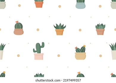 cactus seamless pattern on white background.