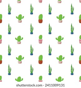 Patrón ininterrumpido de cactus en un fondo blanco