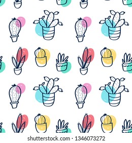 Cactus seamless pattern print design with slogan. Vector illustration design for fashion fabrics, textile graphics, prints.