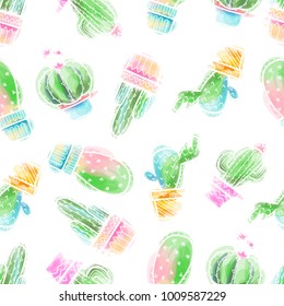 cactus seamless pattern, succulent seamless pattern 