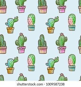 cactus seamless pattern, succulent seamless pattern 