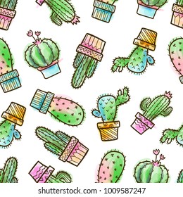 cactus seamless pattern, succulent seamless pattern 