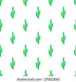 Cactus. Seamless pattern with succulent cacti. Hand-drawn background. Vector illustration. Real watercolor drawing.