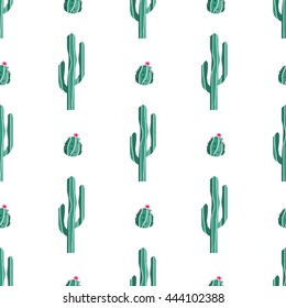 Cactus seamless pattern. Succulent cacti vector background. Scandinavian minimalistic texture