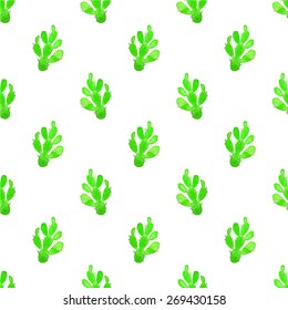 Cactus. Seamless pattern with succulent. Hand-drawn background. Vector illustration. Real watercolor drawing.