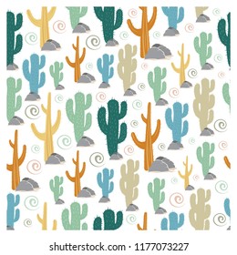 Cactus seamless pattern and vector background