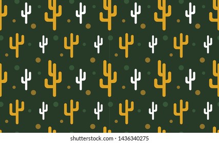 Cactus seamless pattern vector background with dots
