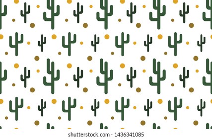 Cactus seamless pattern vector background with dots