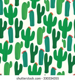 Cactus seamless pattern vector background