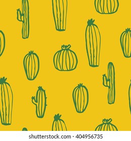 Cactus seamless pattern vector background