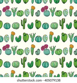 Cactus seamless pattern vector background