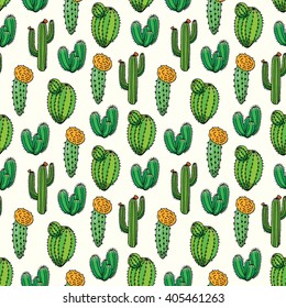 Cactus seamless pattern vector background