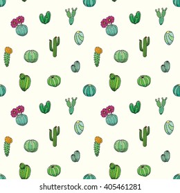 Cactus seamless pattern vector background
