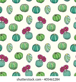 Cactus seamless pattern vector background