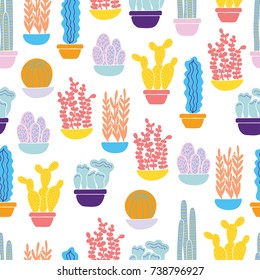 Cactus seamless pattern vector background