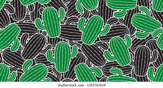 cactus seamless pattern vector Desert flower botanica summer plant garden scarf isolated tile background repeat wallpaper illustration doodle green