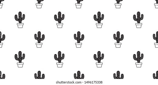 cactus seamless pattern vector Desert botanica flower summer garden plant scarf isolated repeat wallpaper tile background doodle illustration design