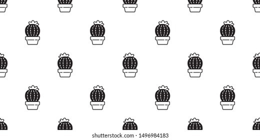 cactus seamless pattern vector Desert botanica flower garden plant summer scarf isolated tile background repeat wallpaper doodle illustration design