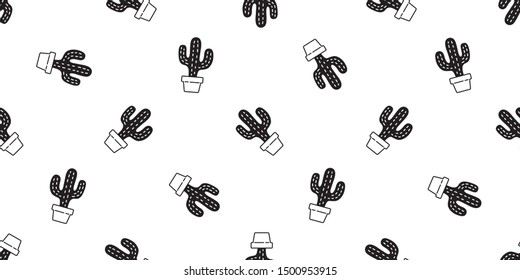 cactus seamless pattern vector Desert botanica flower garden plant summer scarf isolated repeat wallpaper tile background doodle illustration design
