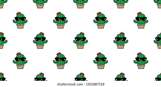 cactus seamless pattern vector Desert botanica flower garden plant scarf isolated sunglasses repeat wallpaper tile background cartoon doodle illustration design