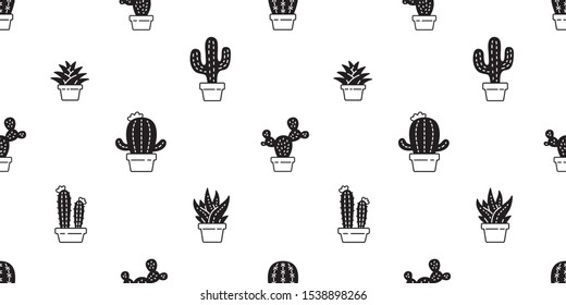 cactus seamless pattern vector Desert botanica flower garden plant scarf isolated repeat wallpaper tile background cartoon illustration doodle design