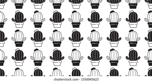 cactus seamless pattern vector Desert botanica flower garden plant scarf isolated repeat wallpaper cartoon tile background illustration doodle design
