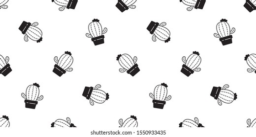 cactus seamless pattern vector Desert botanica flower garden plant scarf isolated cartoon repeat wallpaper tile background illustration doodle design
