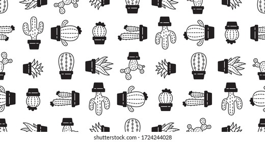 cactus seamless pattern vector Desert botanica flower garden plant cartoon tile background repeat wallpaper scarf isolated doodle illustration white design