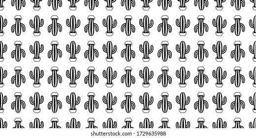 cactus seamless pattern vector Desert botanica flower garden plant cartoon tile background repeat wallpaper scarf isolated doodle white illustration design