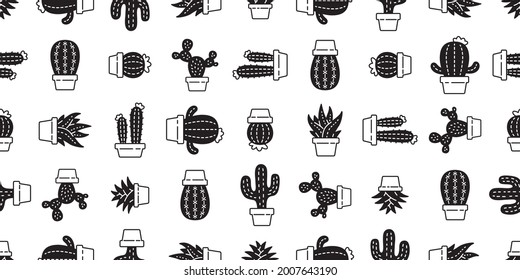 cactus seamless pattern vector Desert botanica flower garden plant cartoon tile background repeat wallpaper scarf isolated doodle illustration black design