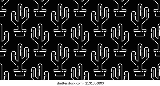 cactus seamless pattern vector Desert botanica flower garden plant cartoon tile background repeat wallpaper doodle illustration design black scarf isolated