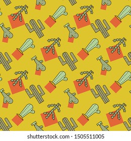 Cactus seamless pattern .Vector exotic plants.Decorative natural plant  - Shutterstock ID 1505511005