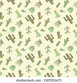 Cactus seamless pattern .Vector exotic plants.Decorative natural plant elements on a   background in flat style.