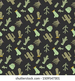 Cactus seamless pattern .Vector exotic plants.Decorative natural plant elements on a background in flat style.