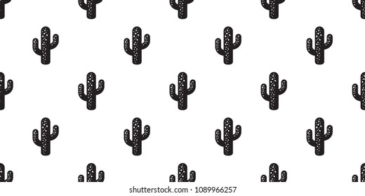 cactus seamless pattern vector flower Desert botanica plant garden summer background isolated repeat wallpaper