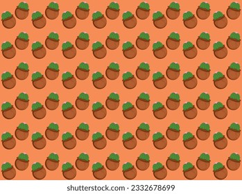 Cactus seamless pattern vector illustration flat color